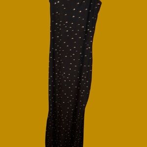 SKIMS Black Maxi Dress with White Star Pattern